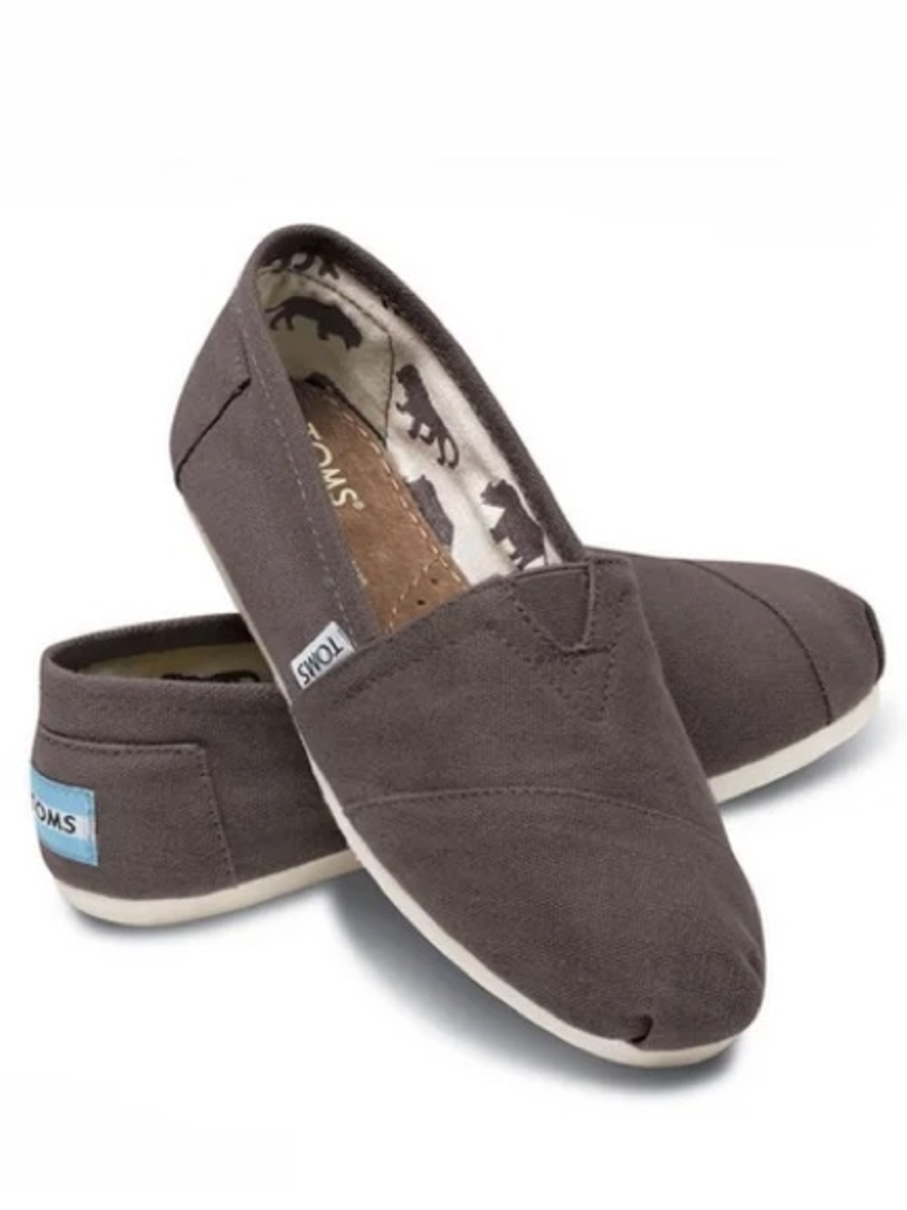 TOMS Alpargata Classic Slip On Shoes Size 10 Ash Gray Canvas EUC